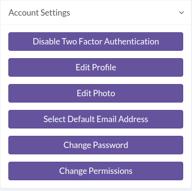 Account settings disable